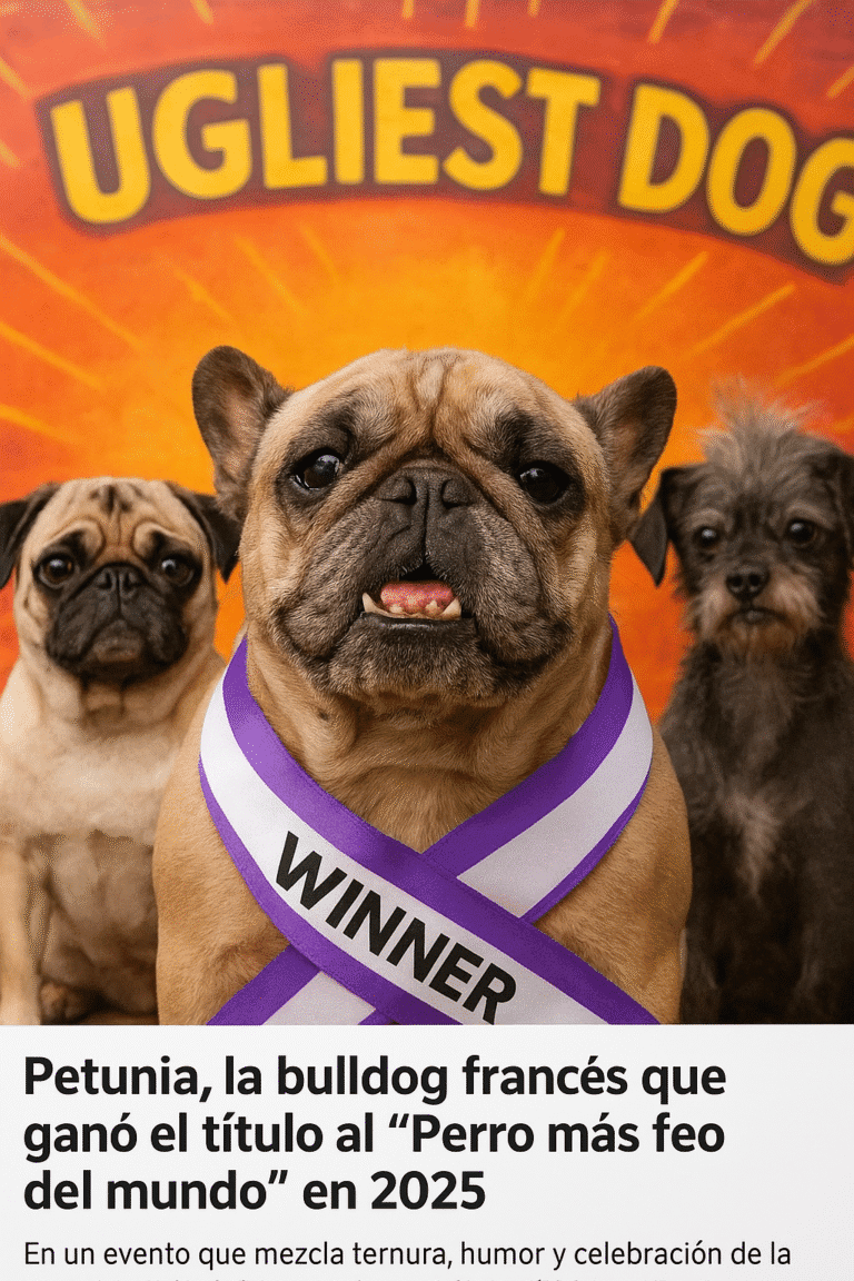 Petunia, la bulldog francés que ganó el título al “Perro más feo del mundo” en 2025